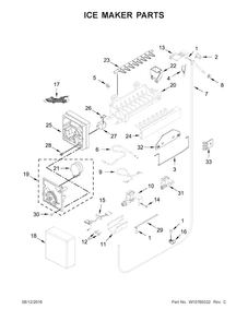 Ice Maker Parts Diagram and Parts List for KBFN502ESS00  KitchenAid Refrigerator