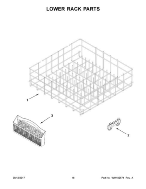 10 - Lower Rack Parts Diagram and Parts List for WDF330PAHB1  Whirlpool Dishwasher