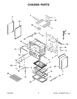 Chassis Parts Diagram and Parts List for WFG510S0HB1  Whirlpool Range