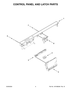 Control Panel And Latch Parts Diagram and Parts List for WDT540HAMZ4  Whirlpool Dishwasher