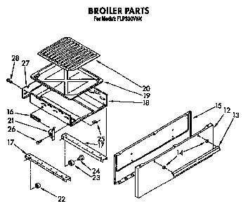 Broiler Diagram and Parts List for FGP320VN0  Roper Range