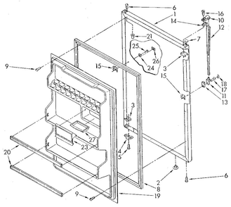 Refrigerator Door Diagram and Parts List for ET18NKXSF02  Whirlpool Refrigerator