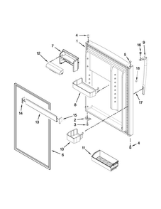 Refrigerator Door Parts Diagram and Parts List for WRT371SZBW01  Whirlpool Refrigerator