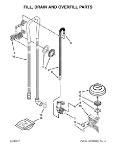 Fill, Drain And Overfill Parts Diagram and Parts List for KDTE204EPA4  KitchenAid Dishwasher