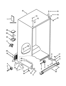 Cabinet Parts Diagram and Parts List for WRS576FIDM00  Whirlpool Refrigerator
