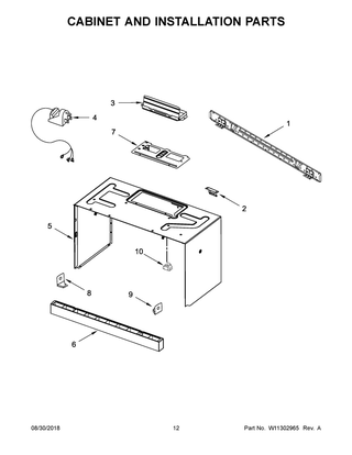 Cabinet And Installation Parts Diagram and Parts List for UMV1160CS7  Whirlpool Microwave