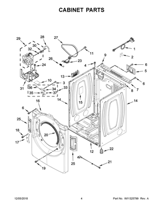 Cabinet Parts Diagram and Parts List for YWED560LHW0  Whirlpool Dryer