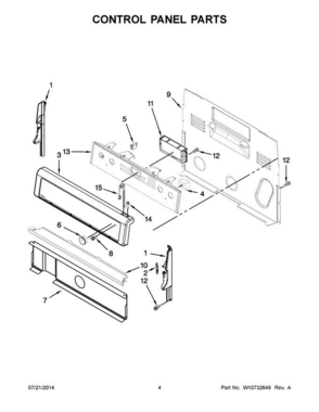 03 - Control Panel Parts Diagram and Parts List for YWFE710H0DE0  Whirlpool Range