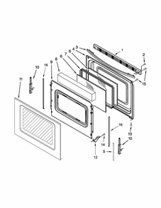 Door Parts Diagram and Parts List for IES505DS0  Whirlpool Range