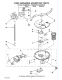 PUMP, WASHARM AND MOTOR PARTS Diagram and Parts List for KUDE48FXBL4  KitchenAid Dishwasher