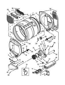 Bulkhead Parts Diagram and Parts List for 4KWED4900BW0  Whirlpool Dryer
