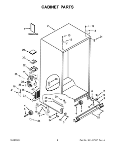 Cabinet Parts Diagram and Parts List for KRSF705HBS01  Whirlpool Refrigerator