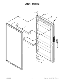 Door Parts Diagram and Parts List for AZF33X20DW04  Whirlpool Refrigerator