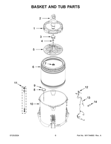 04 - Basket And Tub Parts Diagram and Parts List for WTW5057LW1  Whirlpool Washer