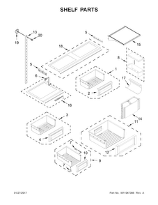 Shelf Parts Diagram and Parts List for KBBR306ESS01  KitchenAid Refrigerator