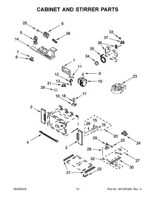 Cabinet And Stirrer Parts Diagram and Parts List for WOC97ES0ES04  Whirlpool Microwave Oven Combo