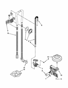 Fill, Drain And Overfill Parts Diagram and Parts List for 66515112K210  Kenmore Dishwasher