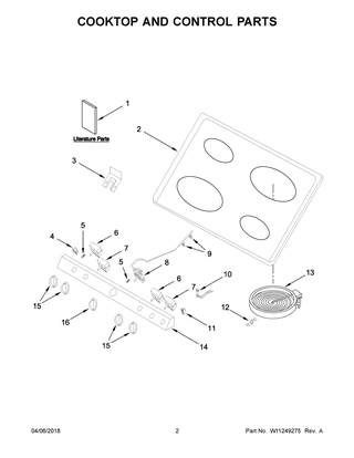 Cooktop And Control Parts Diagram and Parts List for YWFE50M4HS0  Whirlpool Range