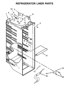 Refrigerator Liner Parts Diagram and Parts List for WRSA71CIHN01  Whirlpool Refrigerator