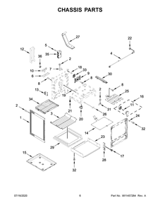 Chassis Parts Diagram and Parts List for YKFEG500ESS4  Whirlpool Range