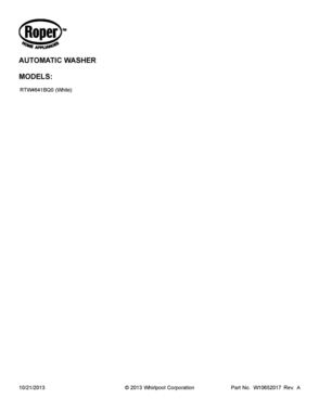 01 - COVER SHEET Diagram and Parts List for RTW4641BQ0  Whirlpool Washer