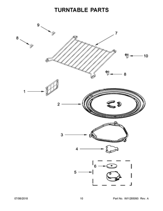 Turntable Parts Diagram and Parts List for YKMHS120ES6  Whirlpool Microwave