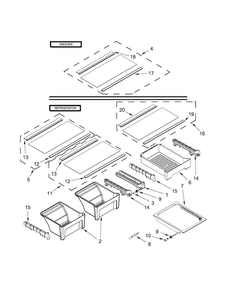 Shelf Parts Diagram and Parts List for WRT519SZDM01  Whirlpool Refrigerator
