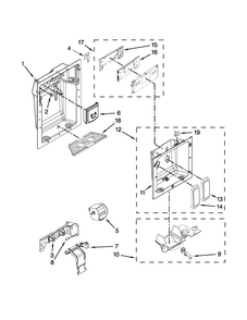 Dispenser Parts Diagram and Parts List for KSSC36QTS08  KitchenAid Refrigerator
