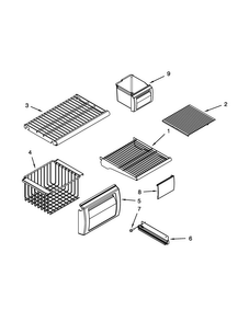Freezer Shelf Parts Diagram and Parts List for KSSC42FTS18  KitchenAid Refrigerator