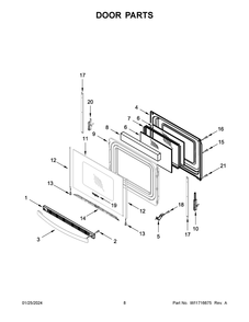 Door Parts Diagram and Parts List for WFC315S0JS4  Whirlpool Range