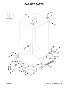 Cabinet Parts Diagram and Parts List for WRSA15SNHZ01  Whirlpool Refrigerator