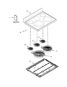 Part Location Diagram of W10622125 Whirlpool COOKTOP