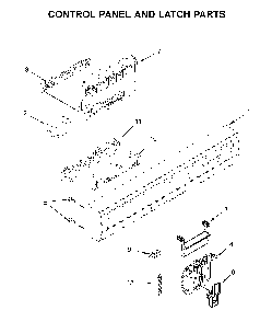 Control panel and latch parts Diagram and Parts List for WDP370PAHW1  Whirlpool Dishwasher