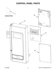 Control Panel Parts Diagram and Parts List for YWML35011KS01  Whirlpool Microwave