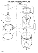 AGITATOR, BASKET AND TUB PARTS Diagram and Parts List for RTW4200SQ0  Roper Washer