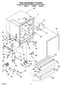 TUB ASSEMBLY Diagram and Parts List for DU960PWKB1  Whirlpool Dishwasher