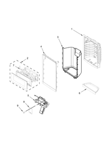 Dispenser Front Parts Diagram and Parts List for WRF736SDAW13  Whirlpool Refrigerator