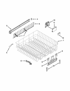 Upper Rack And Track Parts Diagram and Parts List for 66513289K118  Kenmore Dishwasher