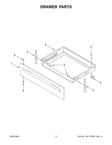 05 - Drawer Parts Diagram and Parts List for WEE515S0LW3  Whirlpool Range