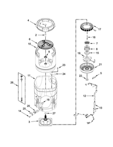 Motor, Basket And Tub Parts Diagram and Parts List for WTW9500EW0  Whirlpool Washer
