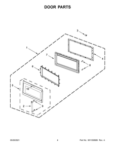 Door Parts Diagram and Parts List for YKMHS120EBS07  Whirlpool Microwave Oven Combo
