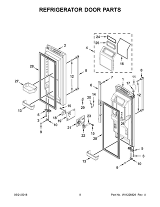 Refrigerator Door Parts Diagram and Parts List for KRFF507HWH00  Whirlpool Refrigerator