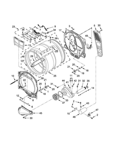 Bulkhead Parts Diagram and Parts List for 11079132412  Kenmore Dryer