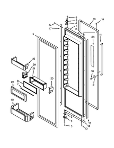 Refrigerator Door Parts Diagram and Parts List for KBSD508ESS00  KitchenAid Refrigerator