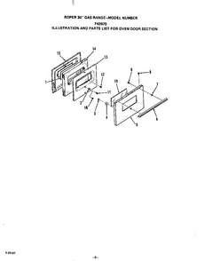 Oven Door Diagram and Parts List for F4397*0  Roper Range
