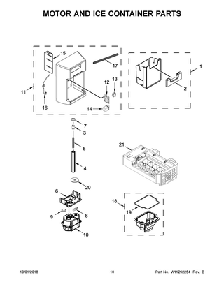Motor And Ice Container Parts Diagram and Parts List for WRS571CIHW01  Whirlpool Refrigerator