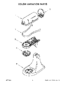 Color Variation Parts Diagram and Parts List for 5KSM195PSABE5  KitchenAid Mixer