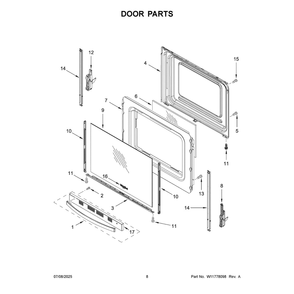 Door Parts Diagram and Parts List for WFES3030RB2  Whirlpool Range