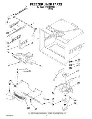 02 - FREEZER LINER PARTS Diagram and Parts List for JFC2089WTB5  Whirlpool Refrigerator