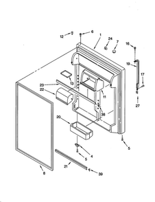 Refrigerator Door Diagram and Parts List for ET22RKXGW02  Whirlpool Refrigerator